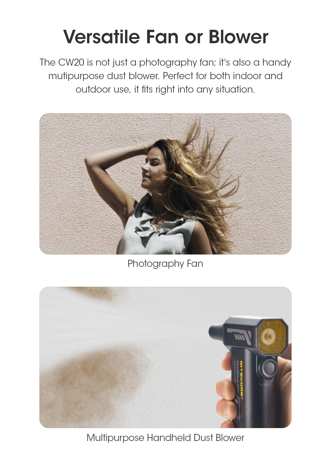 NITECORE CW20 Multipurpose Pocket Photography Fan