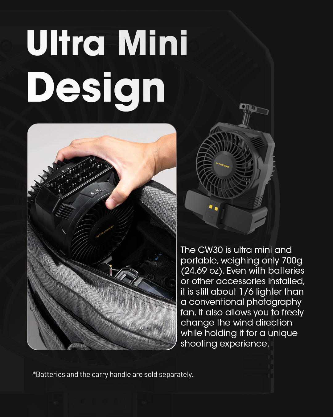 NITECORE CW30 Portable Cord-Free Photography Fan ls Out Now!