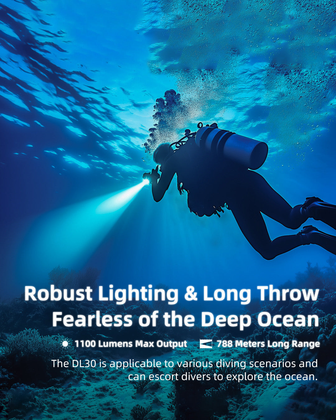 NITECORE DL30 Dive Flashlight 100 Meters Submersible 788m Long Range Spotlight
