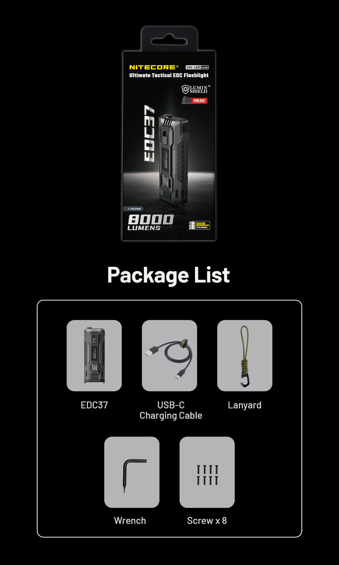 NITECORE EDC37 8000 Lumens Tactical EDC Flashight