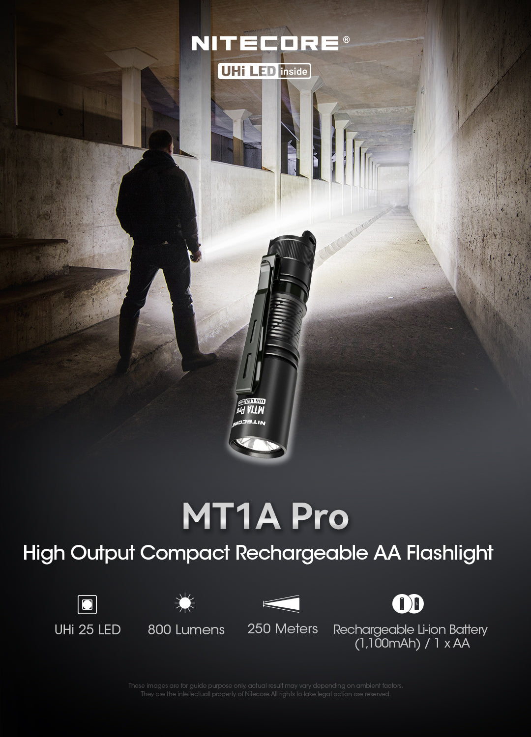 NITECORE MT1A PRO High Output Compact Rechargeable AA Flashlight