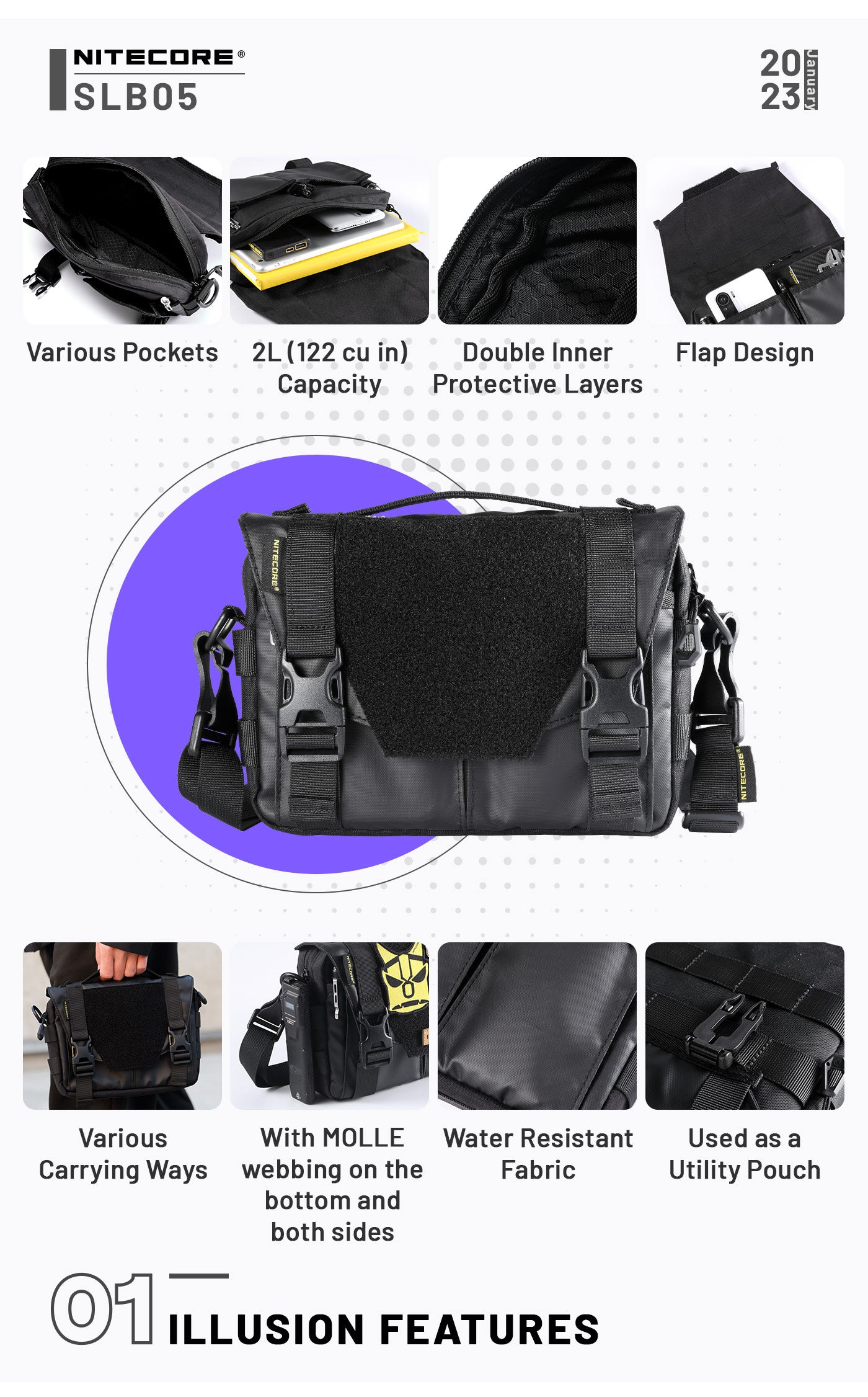 SLB05 Modular Commuting Sling Bag - ILLUSION