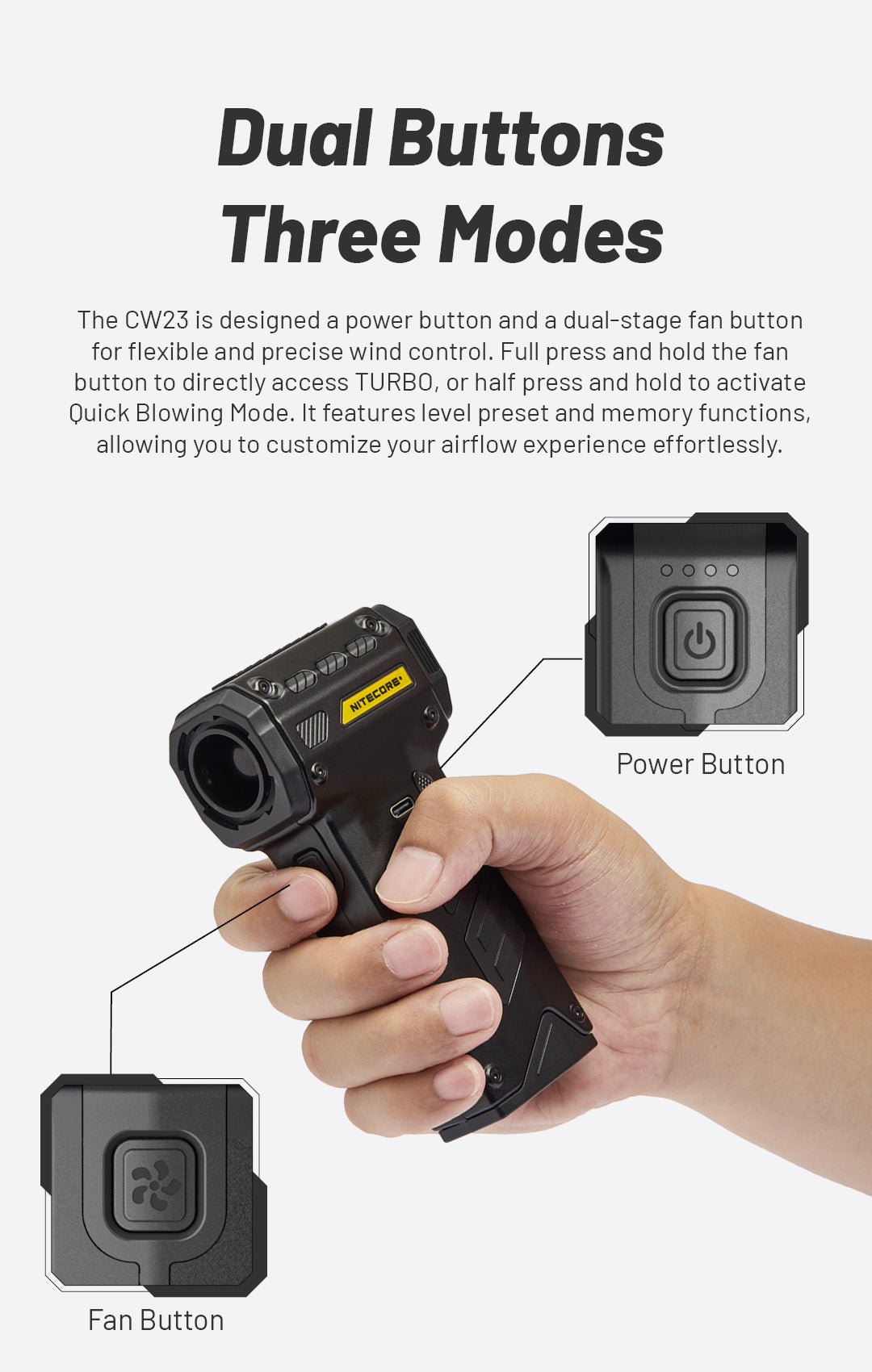 NITECORE CW23 Multipurpose Pocket Photography Fan
