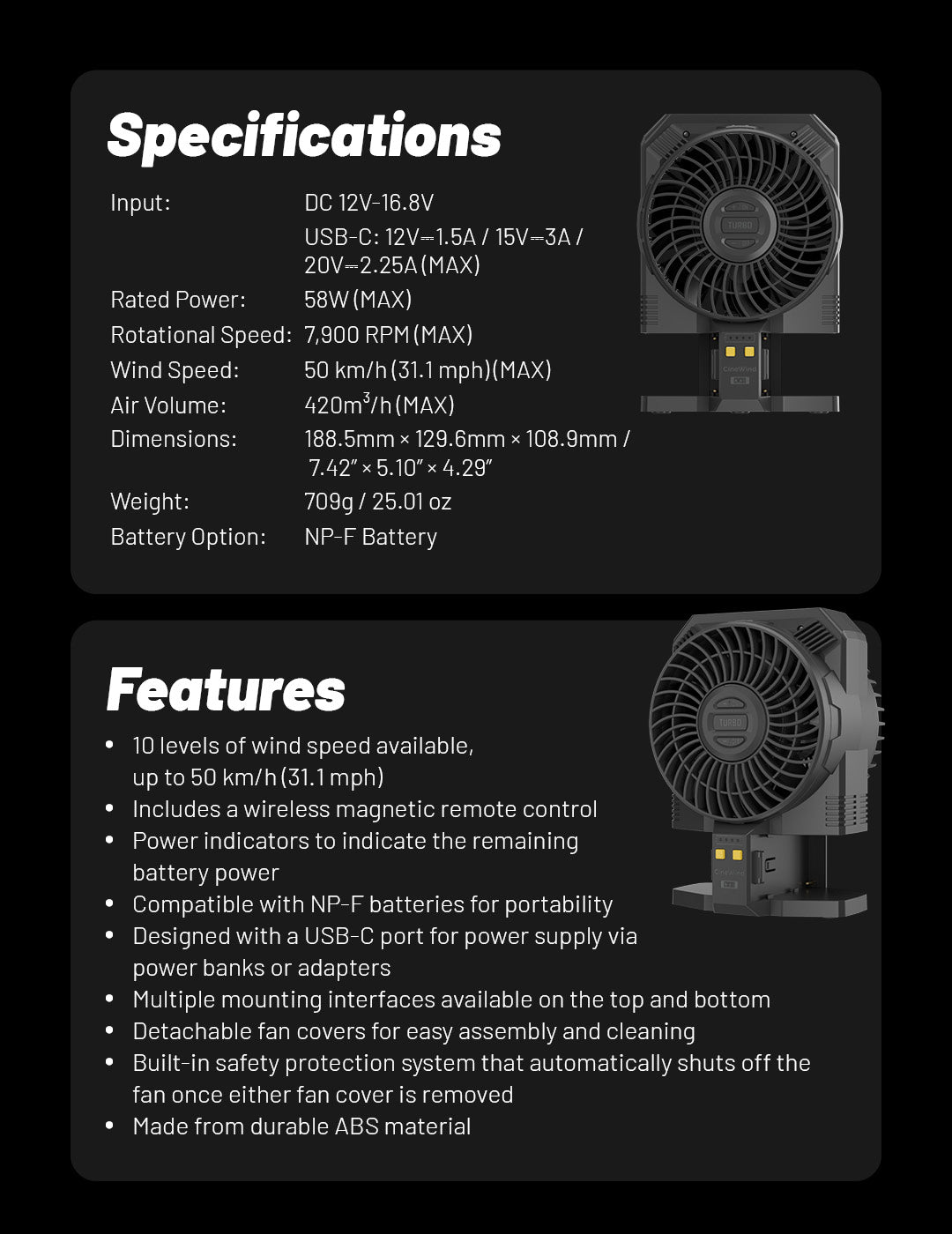 NITECORE CW30 Portable Photography Fan Wireless Remote Control