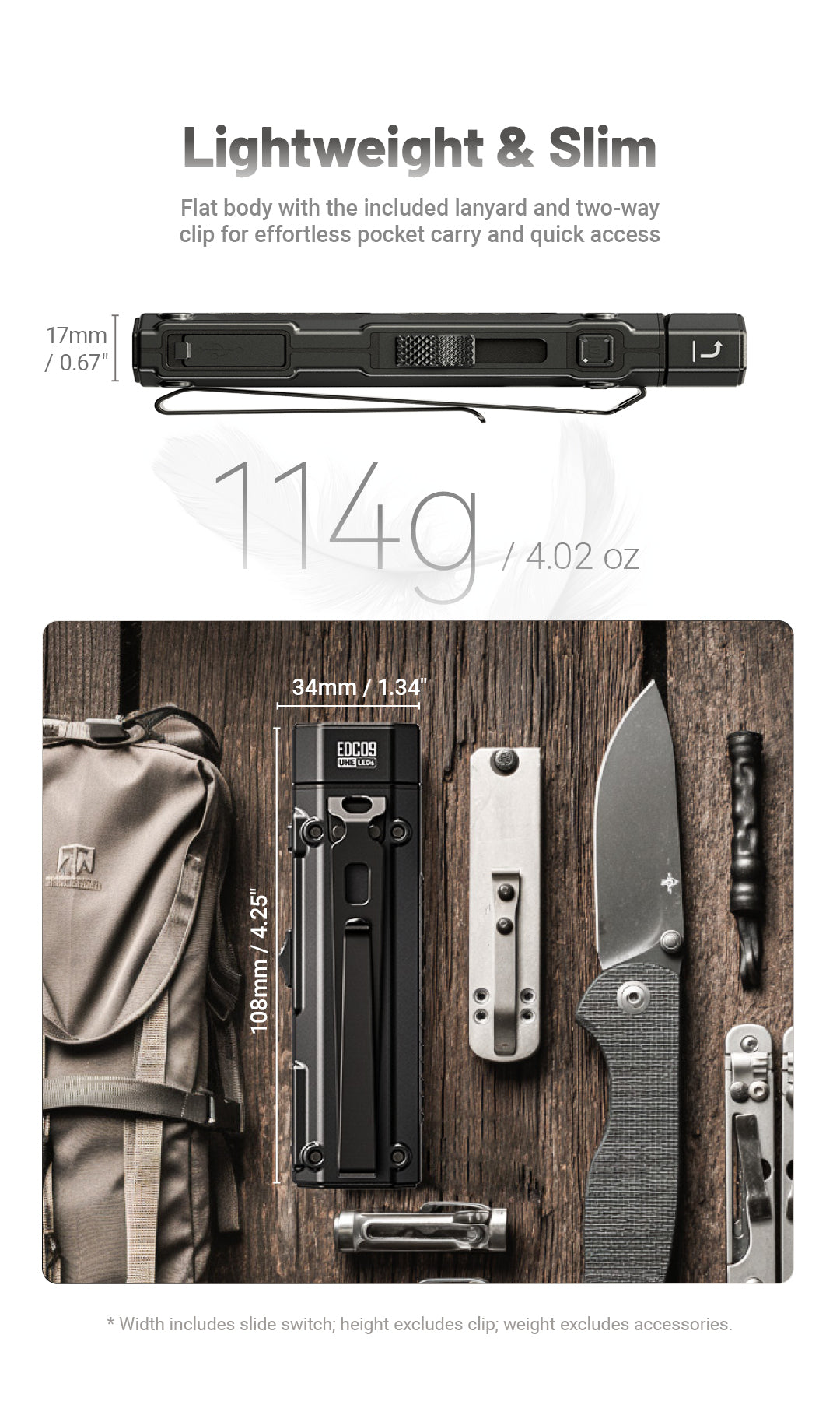 NTIECORE EDC09 High CRI Three Color Temperatures 102° Adjustable  EDC Flashlight