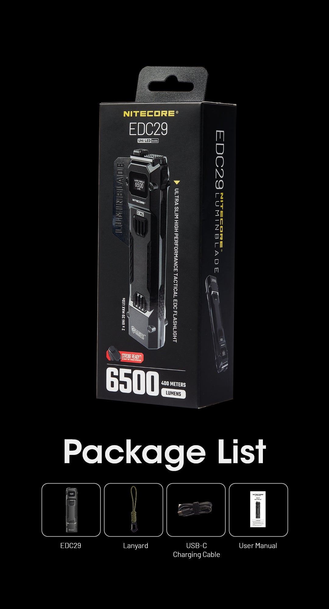 NITECORE EDC29 Ultra Slim 6500 Lumens EDC Flashlight