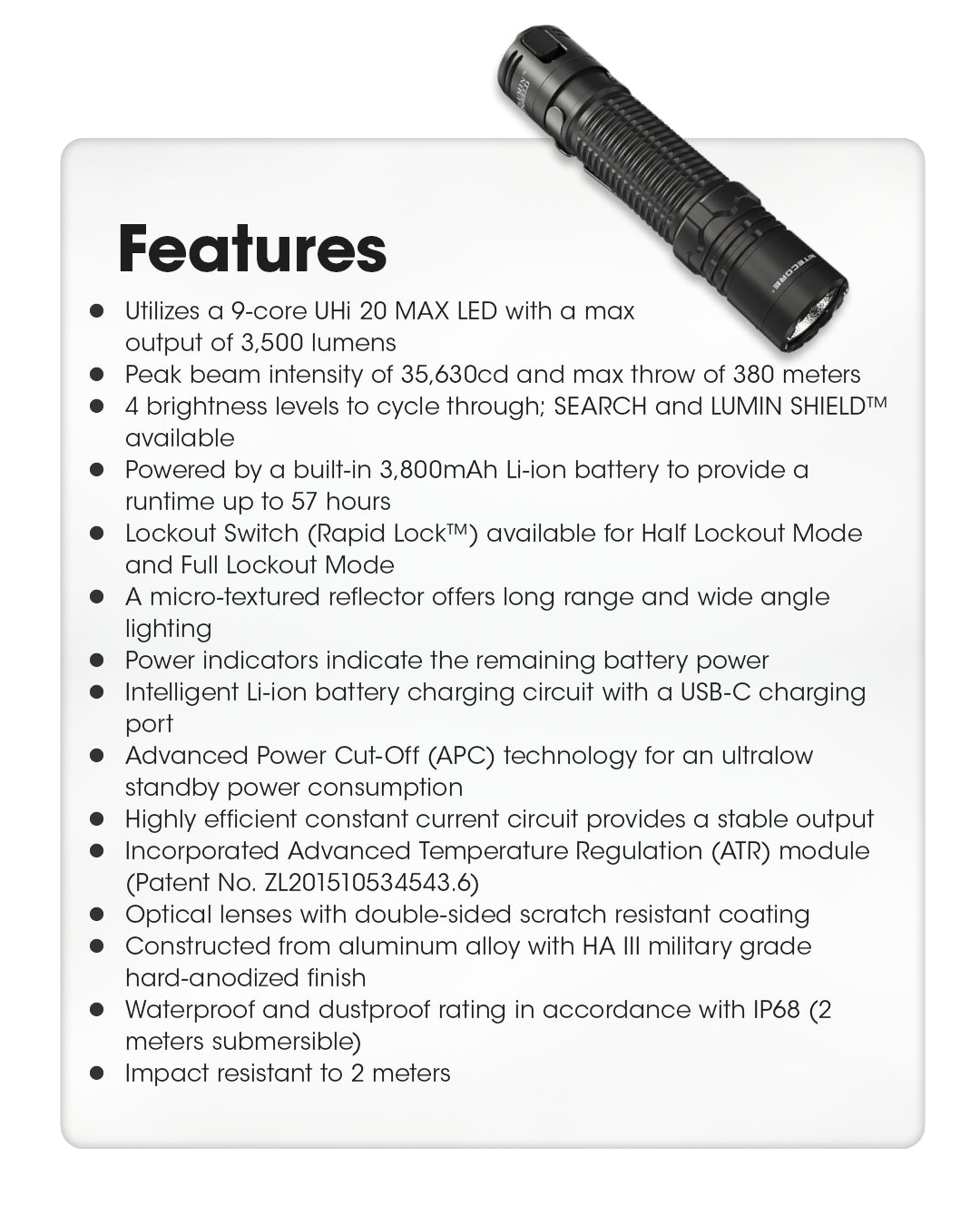 NITECORE EDC31 1500 Lumens Compact Tactical EDC Flashlight