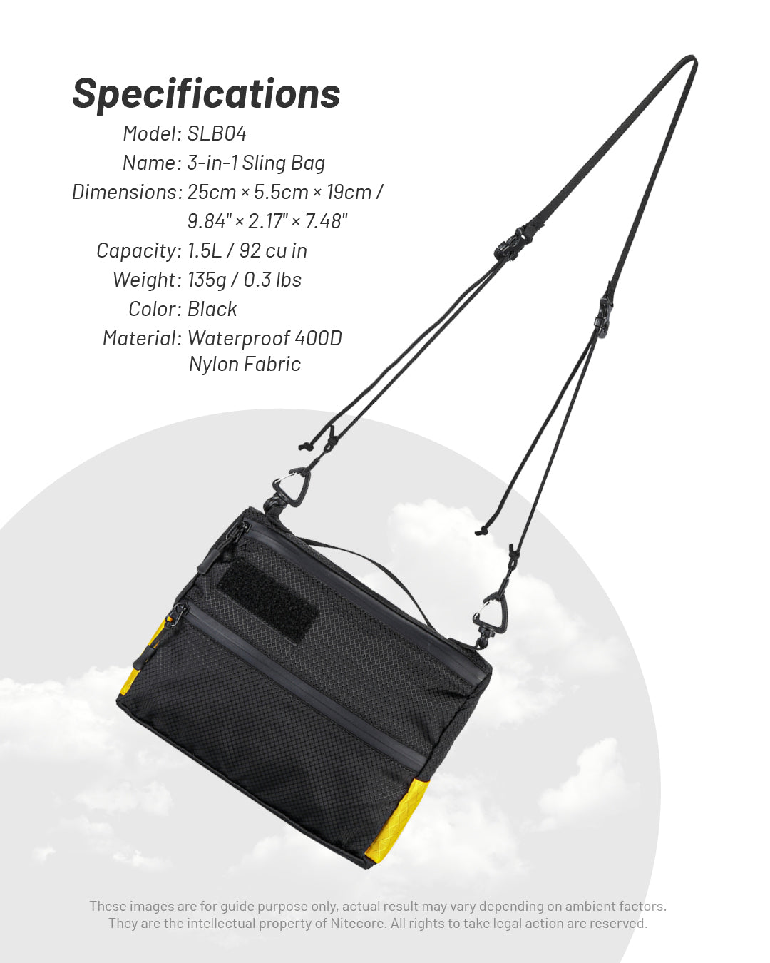 NITECORE SLB04 3-in-1 Nylon Sling Bag 400D Shoulder Bag