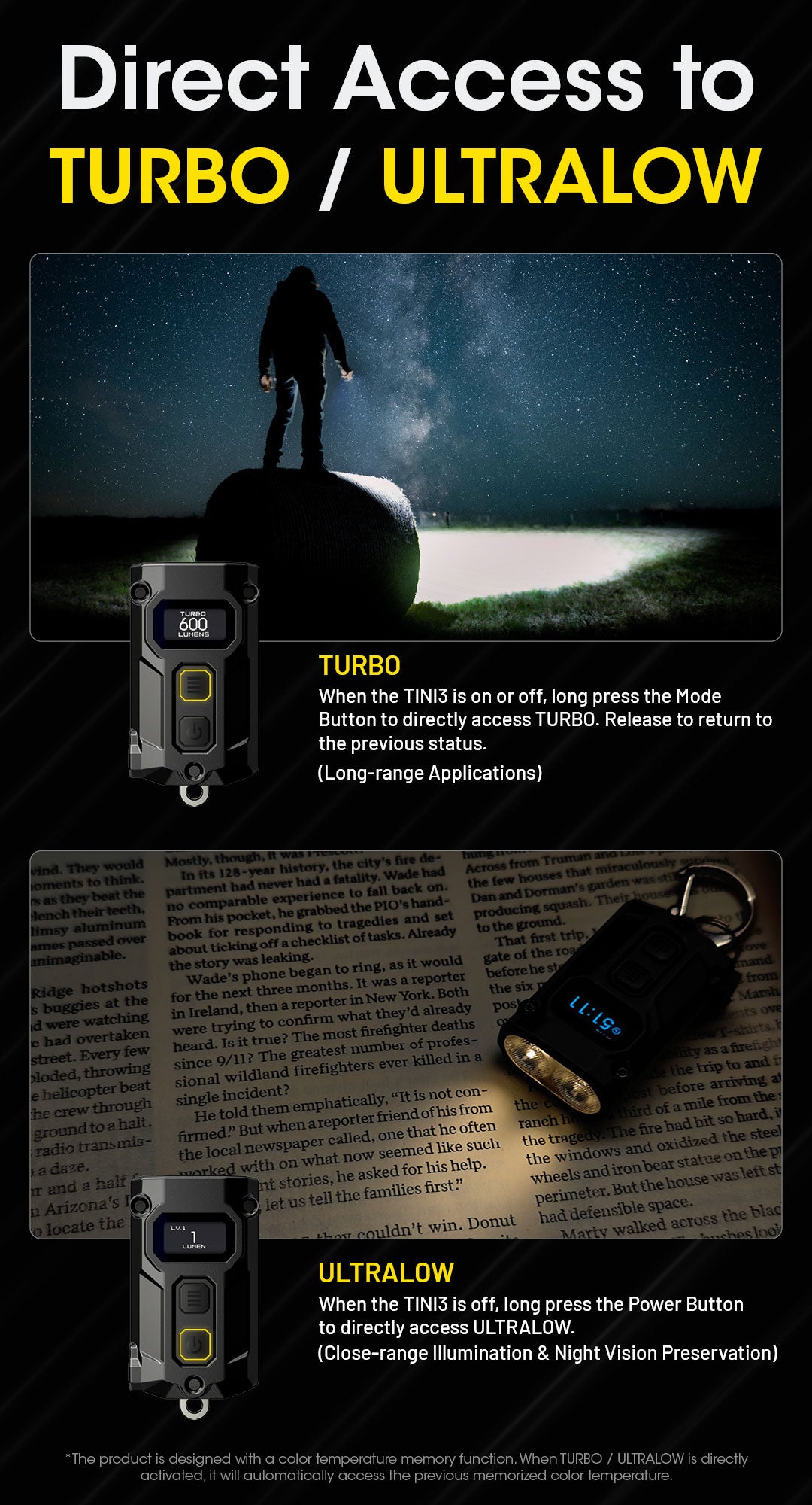 NITECORE TINI3 EDC Keychain Light Three Color Temperature