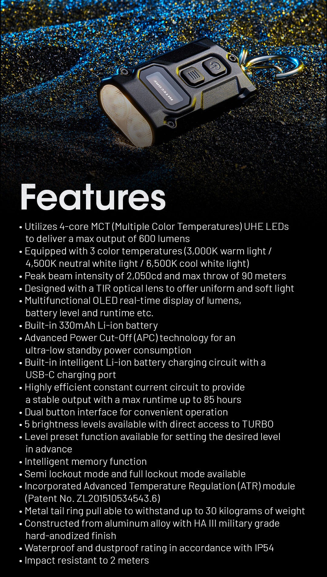 NITECORE TINI3 EDC Keychain Light Three Color Temperature