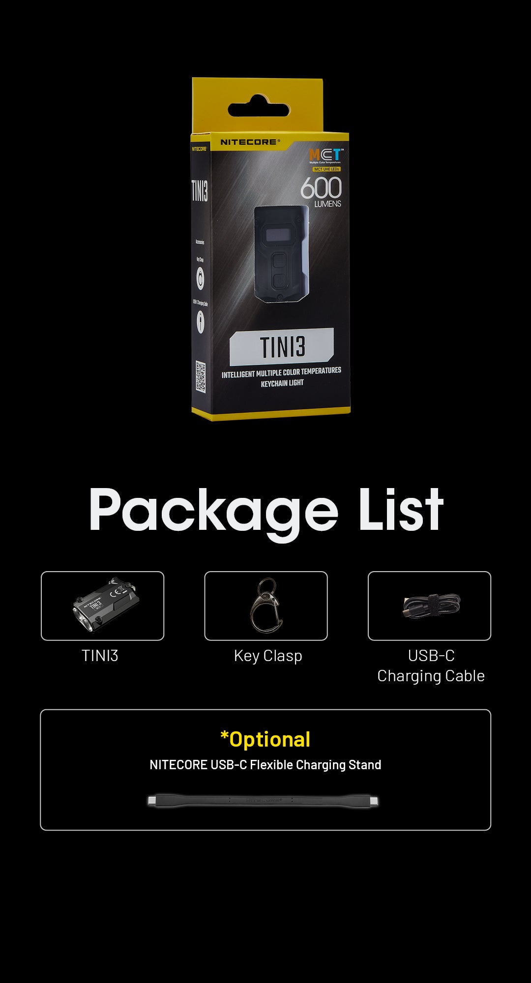 NITECORE TINI3 EDC Keychain Light Three Color Temperature