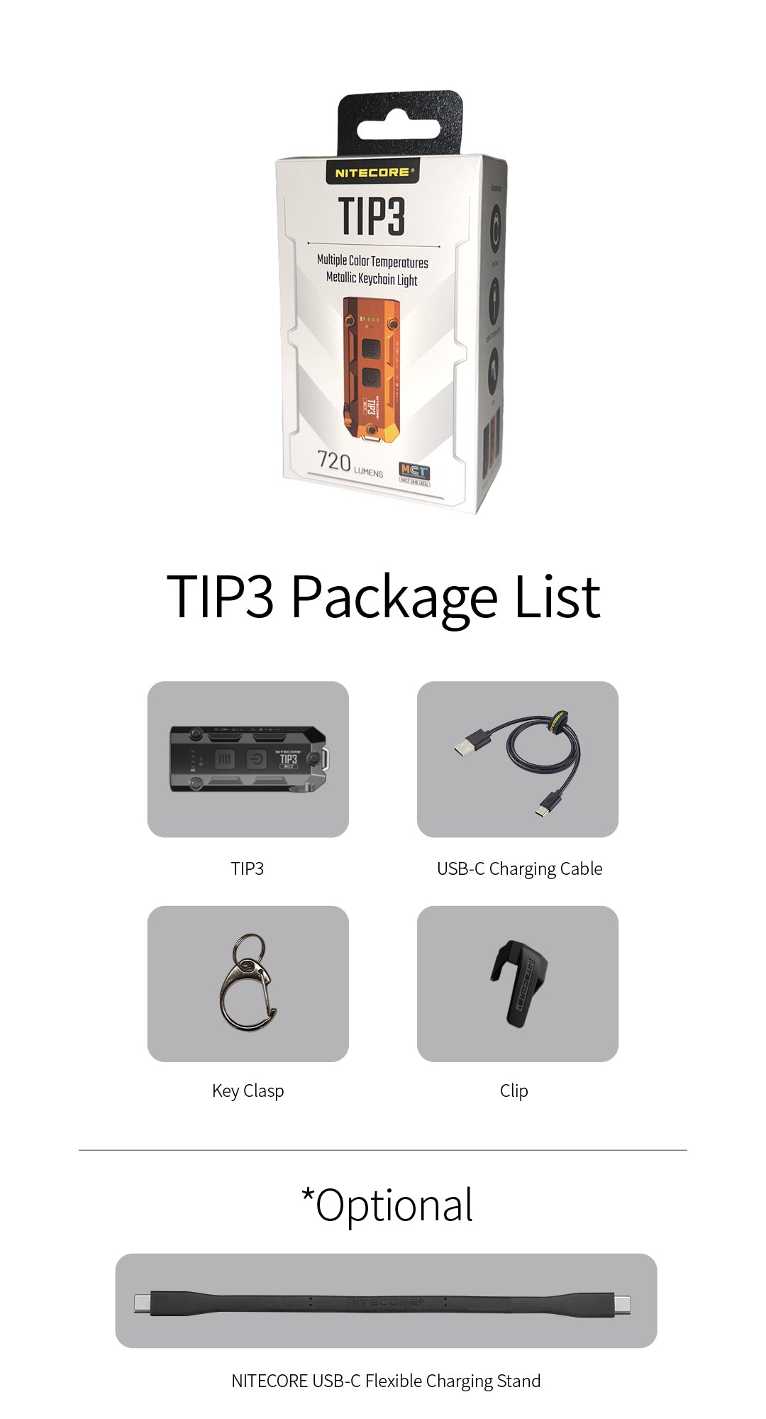NITECORE TIP3 EDC Keychain Light 720 Lumens