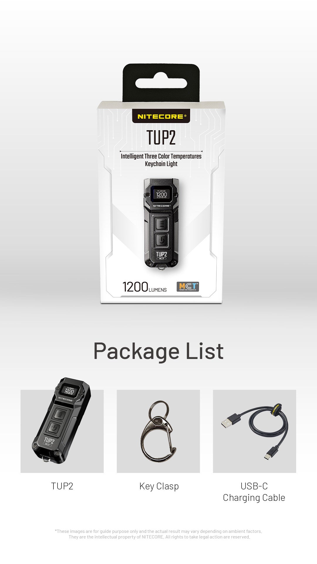 NITECORE TUP2 EDC Keychain Light Three Color Temperatures