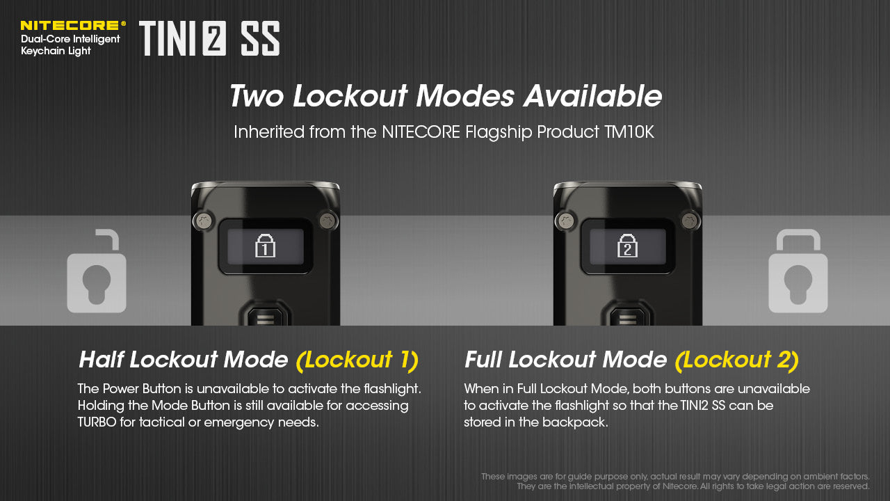 NITECORE TINI2 SS/TINI2 Ti Stainless Steel Version Dual-Core Intelligent Keychain Light