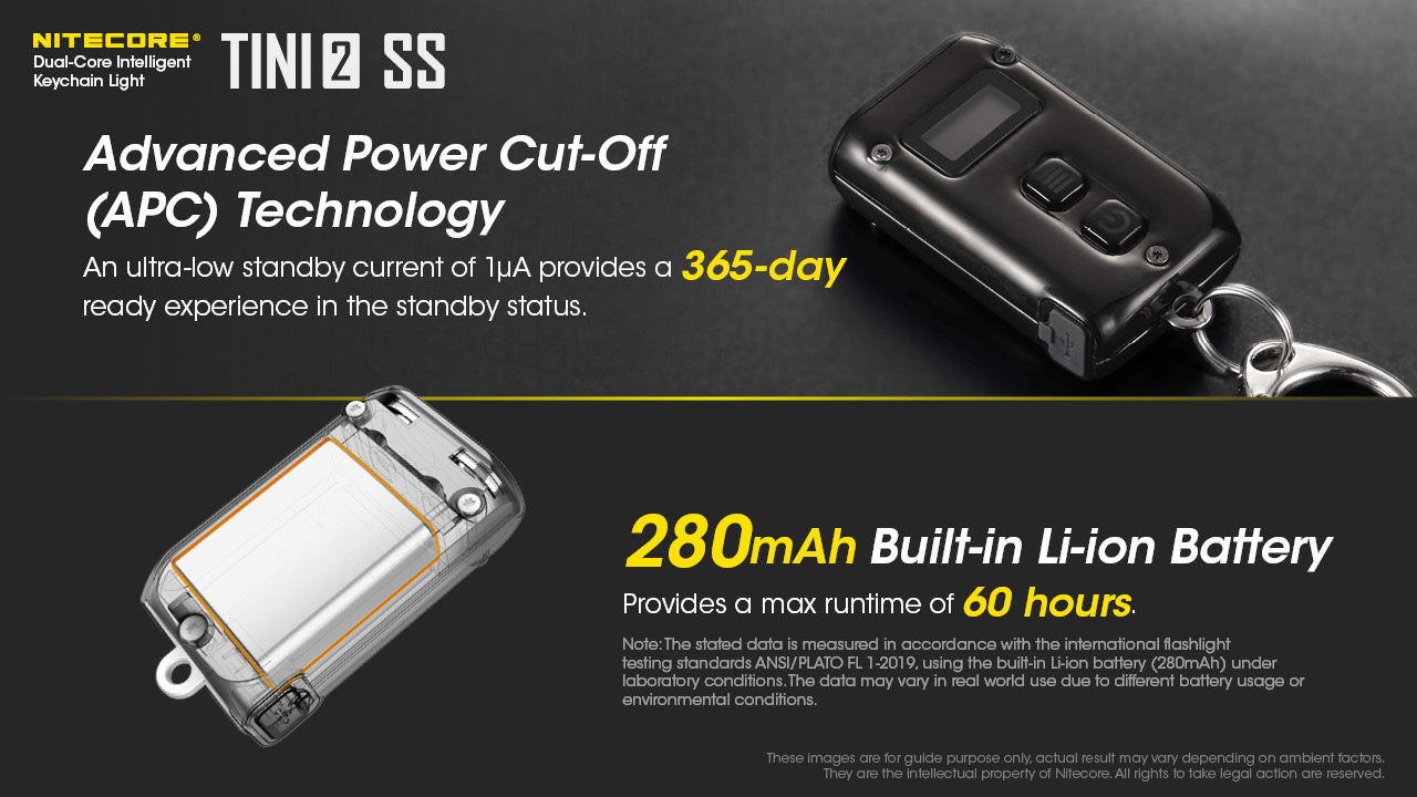 NITECORE TINI2 SS/TINI2 Ti Stainless Steel Version Dual-Core Intelligent Keychain Light
