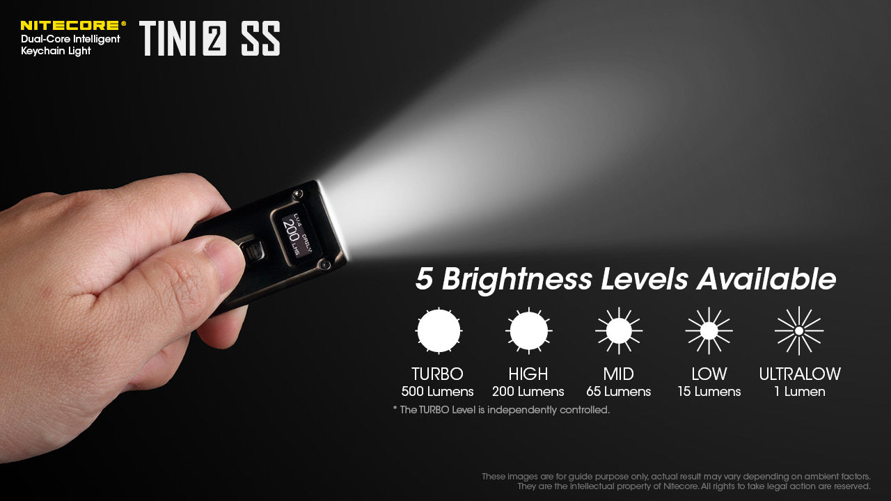 NITECORE TINI2 SS/TINI2 Ti Stainless Steel Version Dual-Core Intelligent Keychain Light