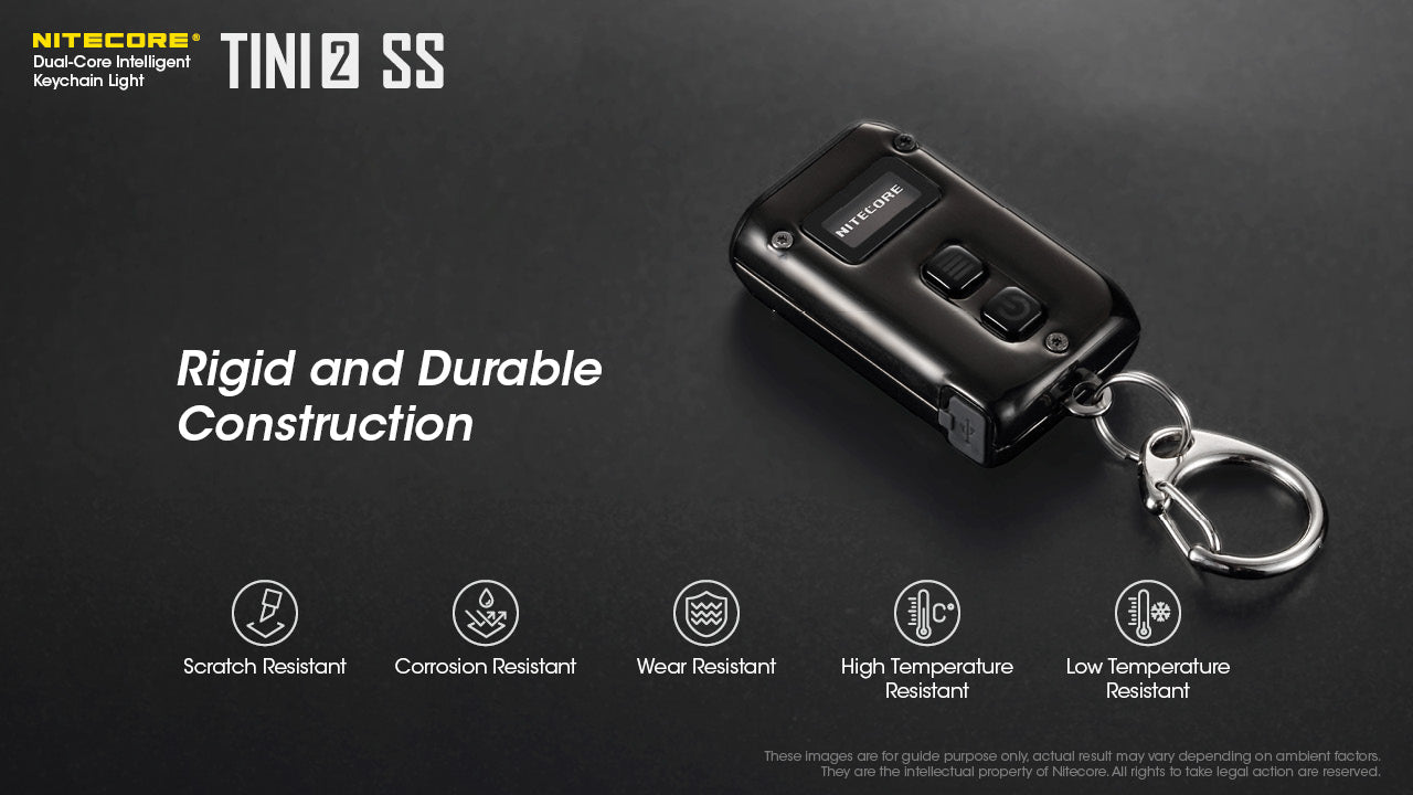 NITECORE TINI2 SS/TINI2 Ti Stainless Steel Version Dual-Core Intelligent Keychain Light