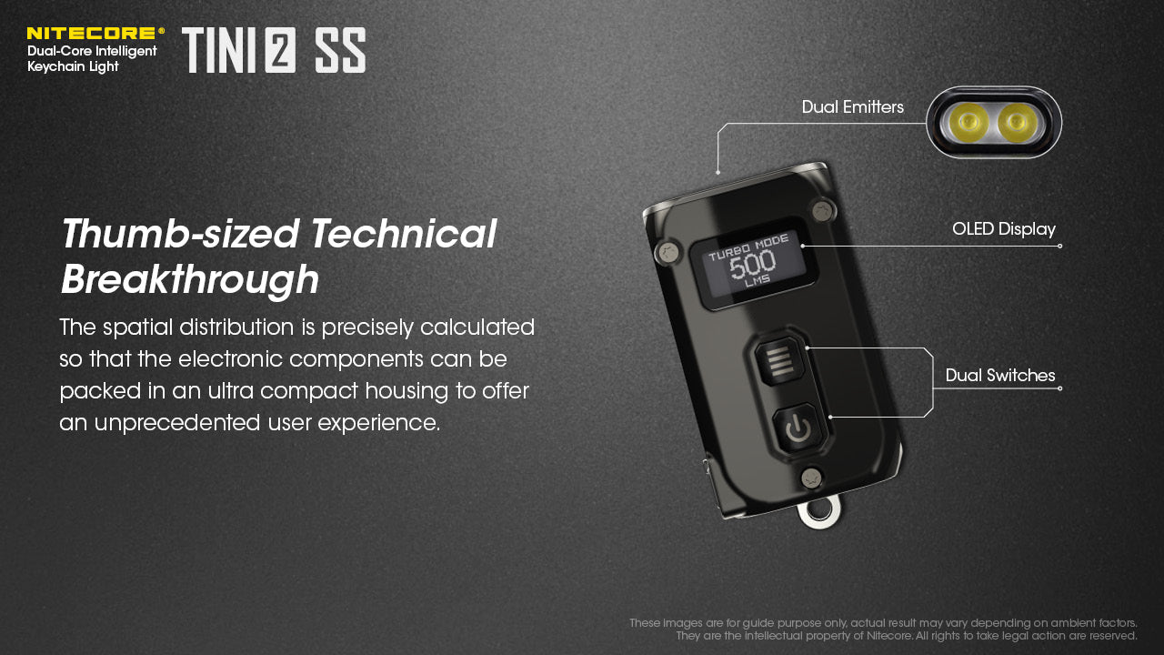 NITECORE TINI2 SS/TINI2 Ti Stainless Steel Version Dual-Core Intelligent Keychain Light